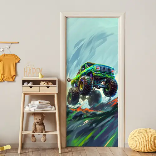 Monstertruck - Auto - Jongens - Groen deurposter klein -sfeer4