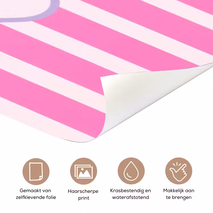 More coffee - Roze - Paars - Strepen - Mok deurposter klein -closeup_NL