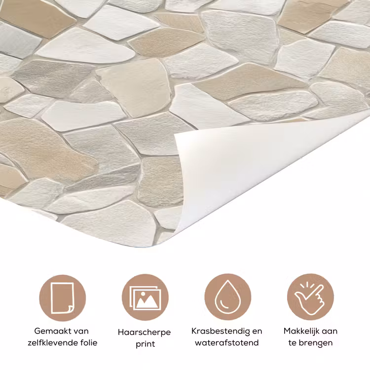 Mozaïek - Stenen - Beige deurposter klein 289 -closeup_NL