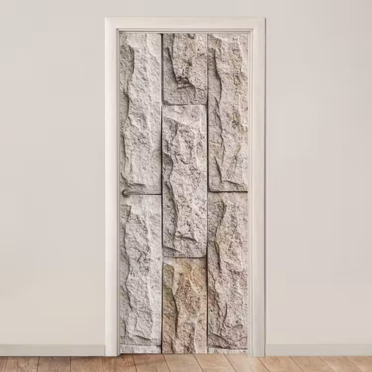Muur - Steen - Ruw - Beige - Textuur deurposter klein -3d_beige