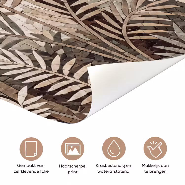 Natuur - Bladeren - Landschap - Mozaïek - Beige deurposter klein -closeup_NL