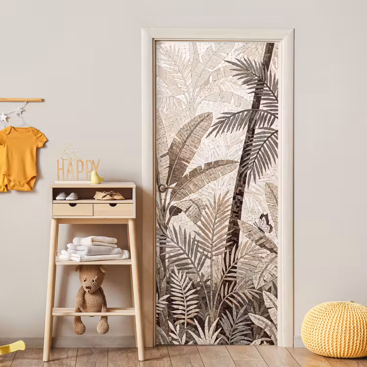 Natuur - Bladeren - Landschap - Mozaïek - Beige deurposter klein -sfeer4