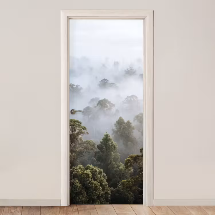 Natuur - Mist - Bos - Ochtend - Goud deurposter klein -3d_beige