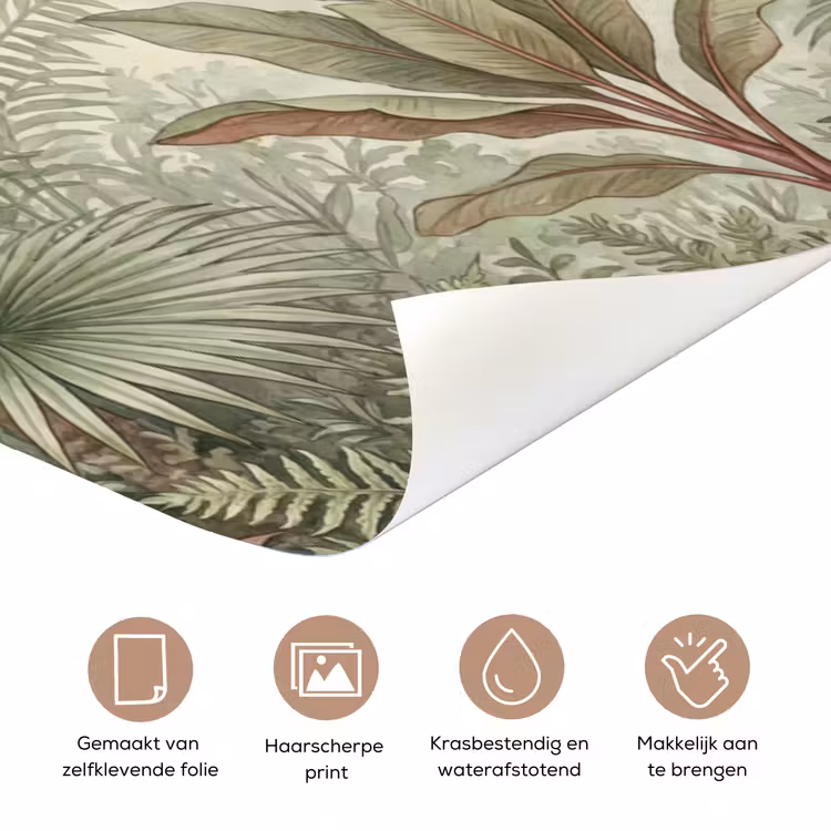 Natuur - Tropisch bos - Landschap - Aquarel - Groen deurposter klein -closeup_NL