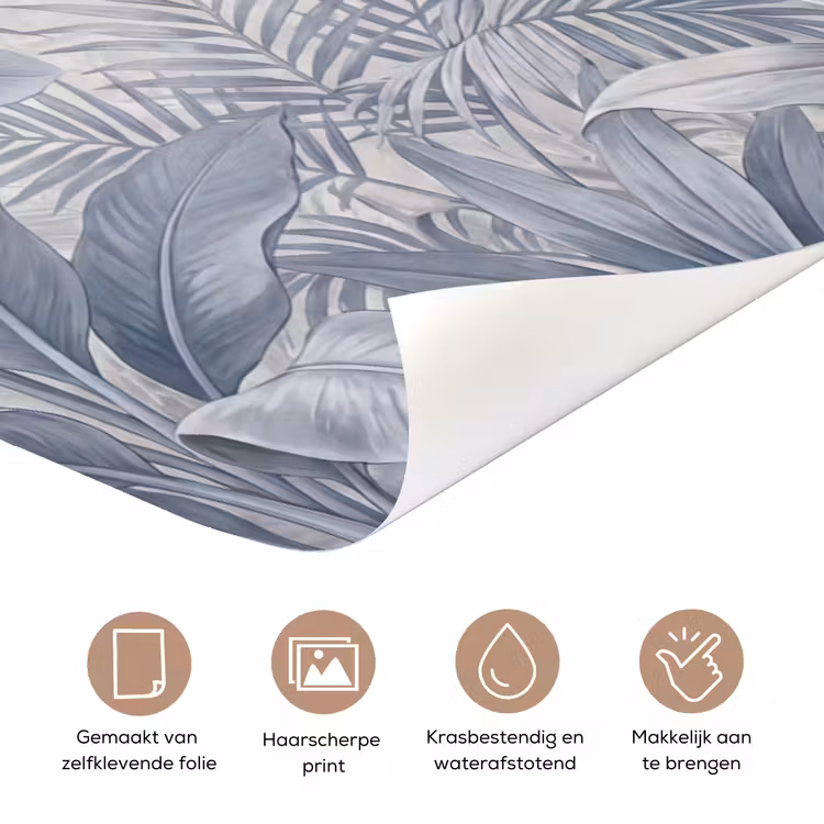 Natuur - Vogel - Jungle - Illustratie - Blauw deurposter klein -closeup_NL