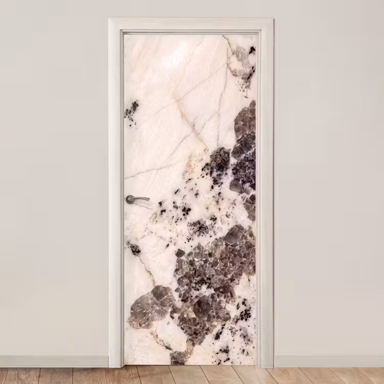 Natuursteen - Patroon - Abstract - Beige - Grijs deurposter klein -3d_beige