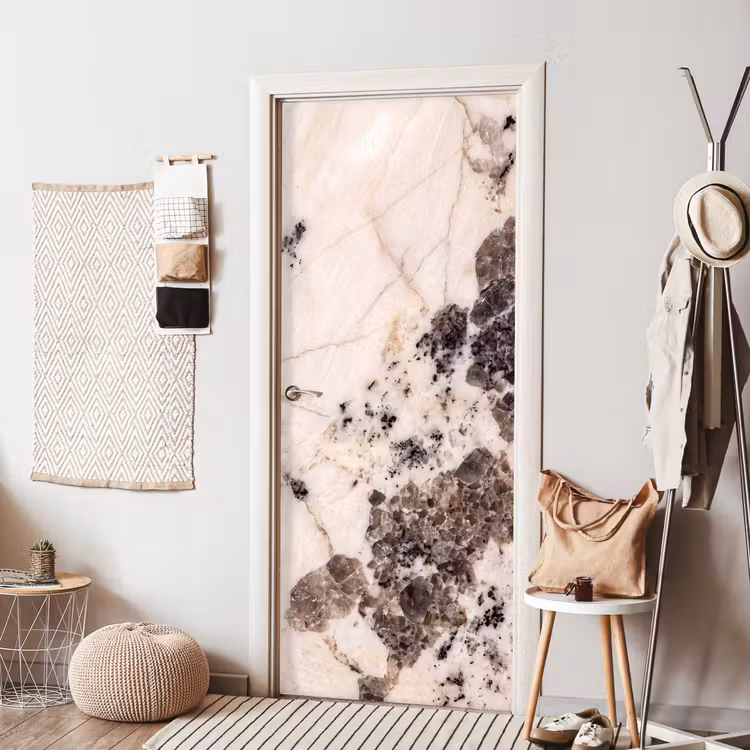 Natuursteen - Patroon - Abstract - Beige - Grijs deurposter klein -sfeer6