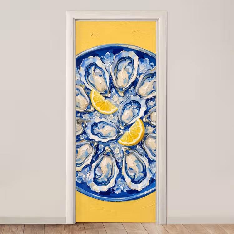 Oesters - Citroen - IJs - Modern - Geel deurposter klein -3d_beige