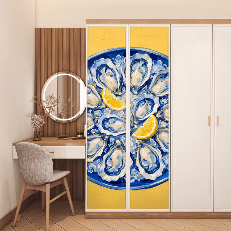 Oesters - Citroen - IJs - Modern - Geel deurposter klein -sfeer3