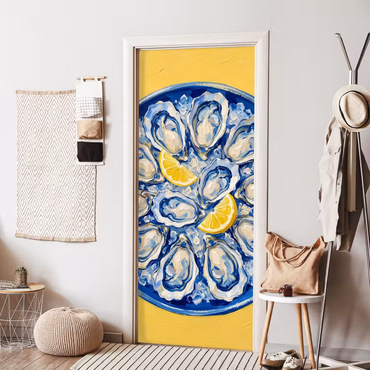 Oesters - Citroen - IJs - Modern - Geel deurposter klein -sfeer6