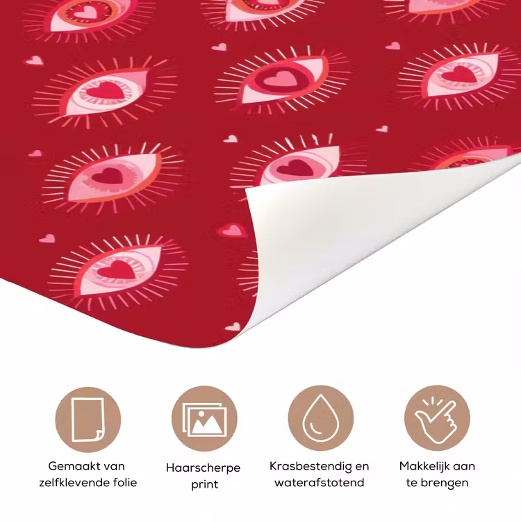 Ogen - Patroon - Roze - Donkerrood deurposter klein 289 -closeup_NL