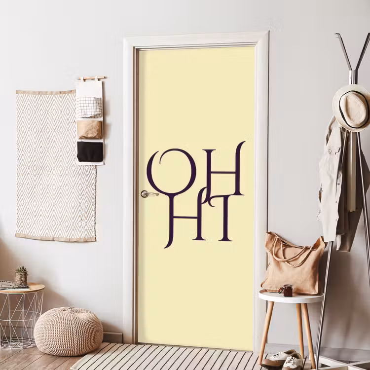 Oh hi - Geel - Monogram deurposter klein -sfeer6