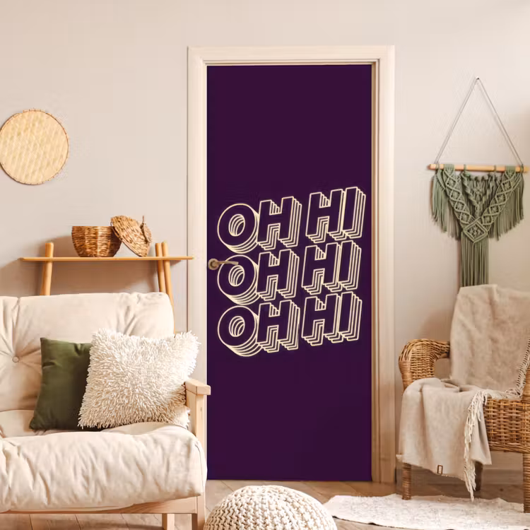 Oh hi - Paars - 3D deurposter klein -sfeer2