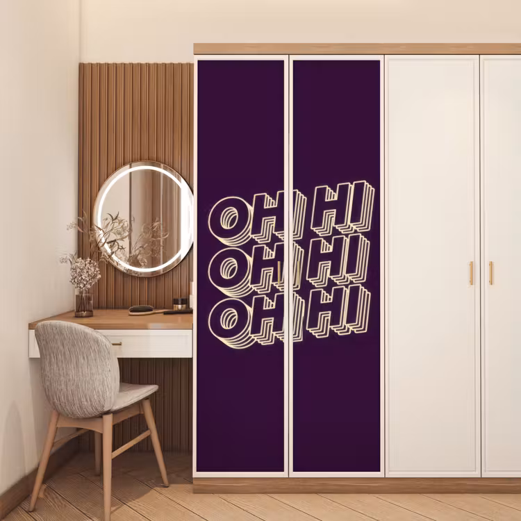 Oh hi - Paars - 3D deurposter klein -sfeer3