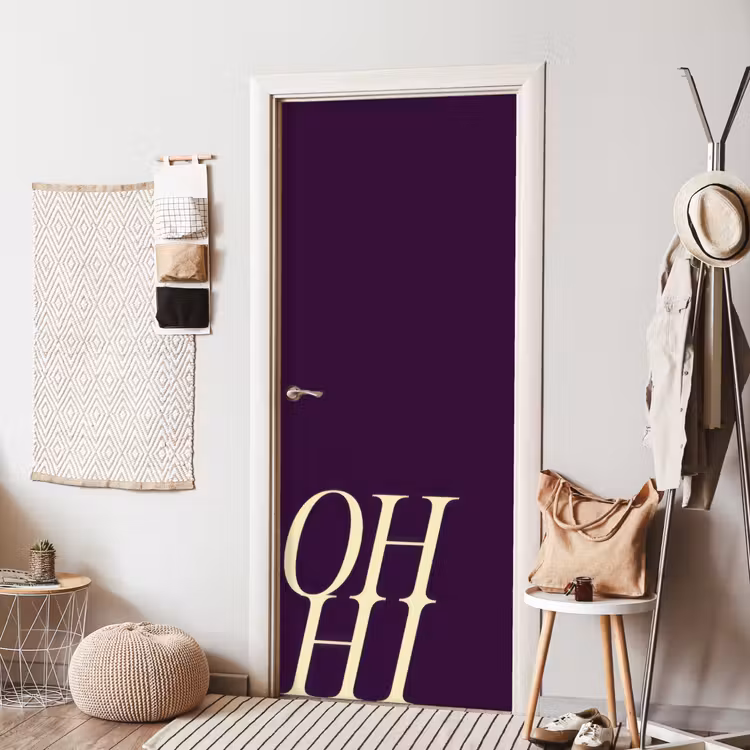 Oh hi - Paars - Cursief deurposter klein -sfeer6