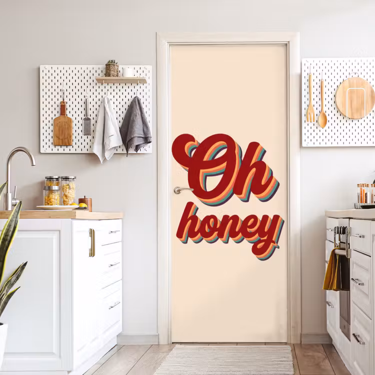 Oh honey - Rood - Schaduw deurposter klein -sfeer5