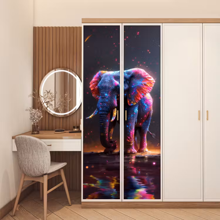 Olifant - Kleuren - Sterren - Dier deurposter klein -sfeer3