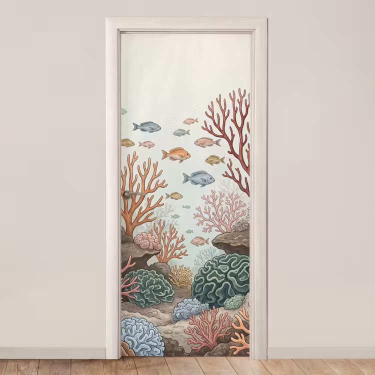 Onderwater - Koraal - Vis - Natuur deurposter klein -3d_beige