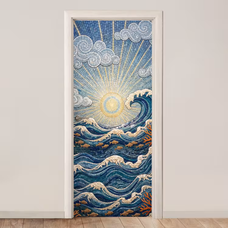 Onderwater - Koraal - Vis - Natuur - Kunst deurposter klein -3d_beige