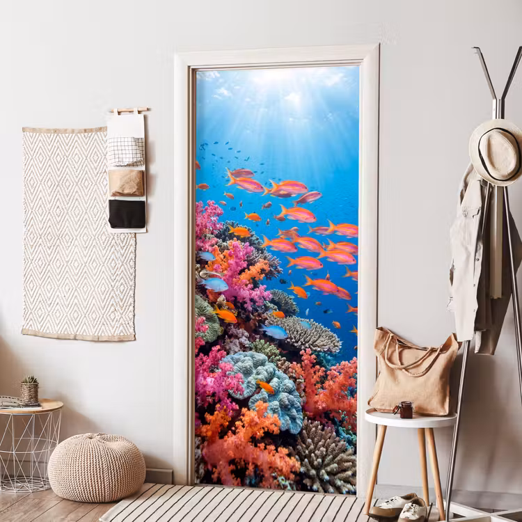 Onderwater - Koraalrif - Vissen - Oceaan - Natuur deurposter klein -sfeer6