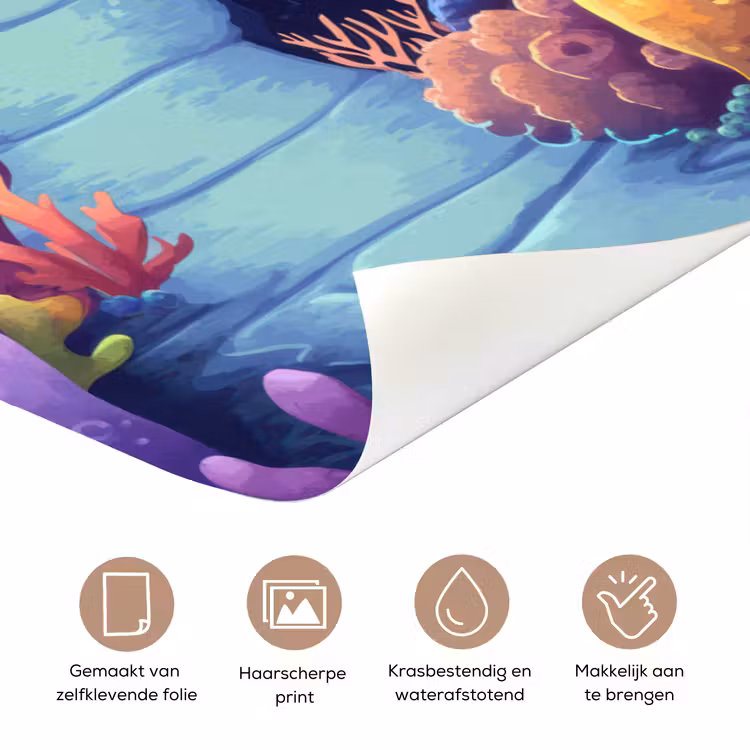 Onderwaterwereld - Grot - Zee - Blauw - Zeewier deurposter klein -closeup_NL