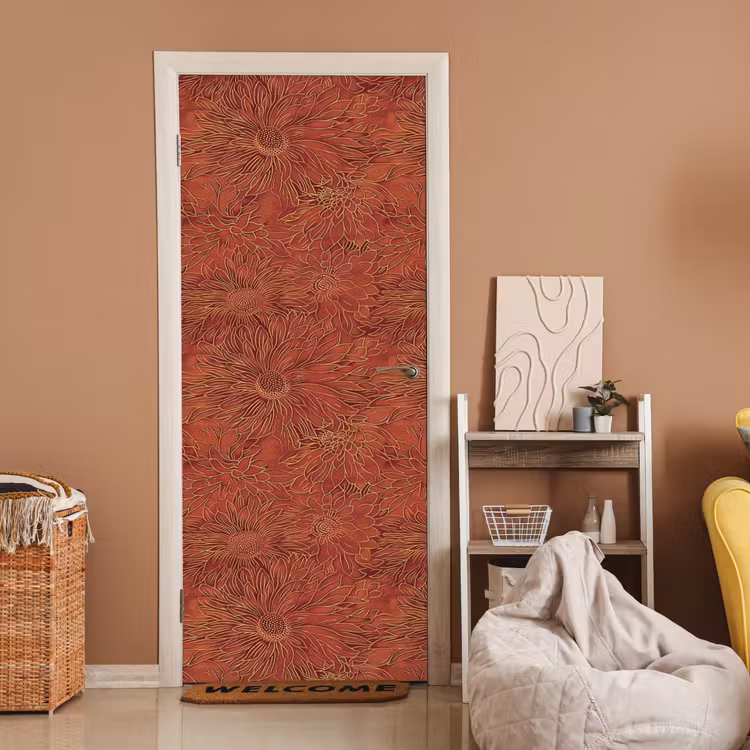 Oosters - Bloemen - Terracotta deurposter klein 289 -sfeer1