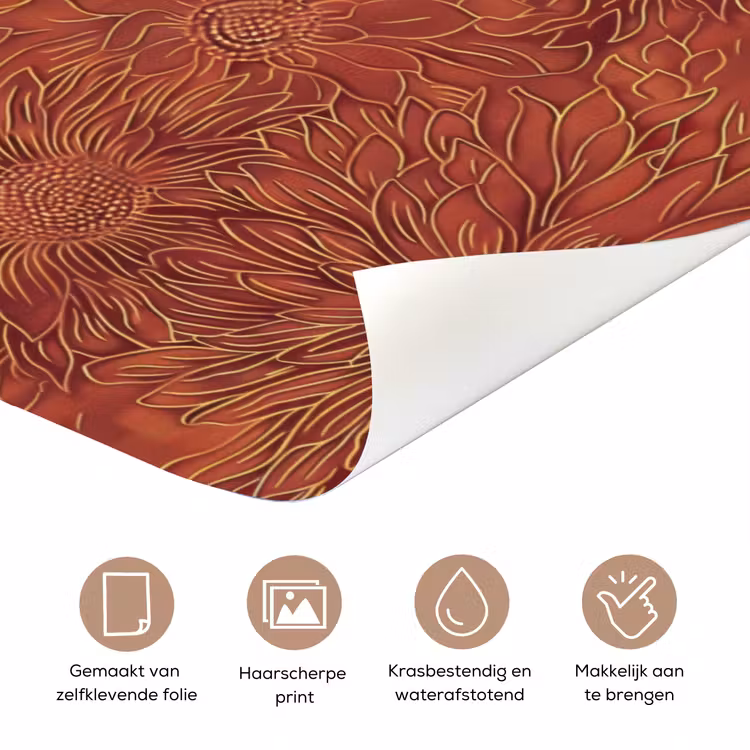 Oosters - Bloemen - Terracotta deurposter klein 289 -closeup_NL
