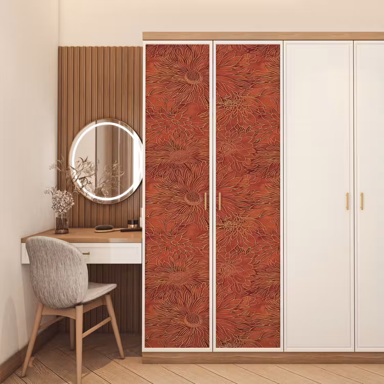 Oosters - Bloemen - Terracotta deurposter klein 289 -sfeer3