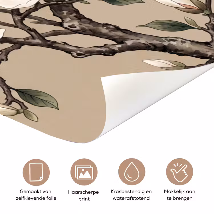 Oosters - Vogels - Beige deurposter klein -closeup_NL