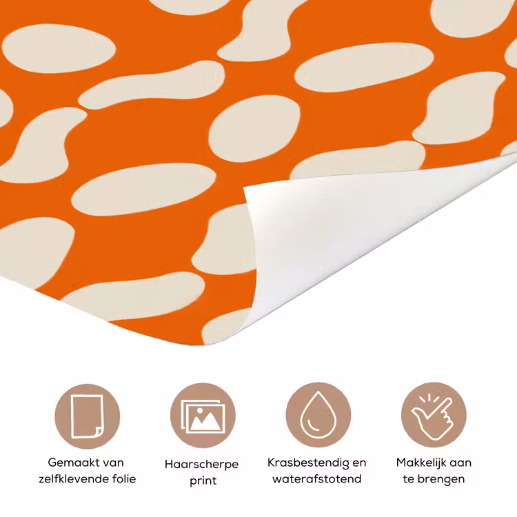Oranje - Organische vormen - Wit deurposter klein 289 -closeup_NL