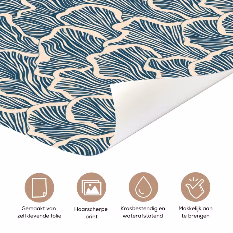 Organisch - Blauw - Crème - Schelpen deurposter klein 289 -closeup_NL