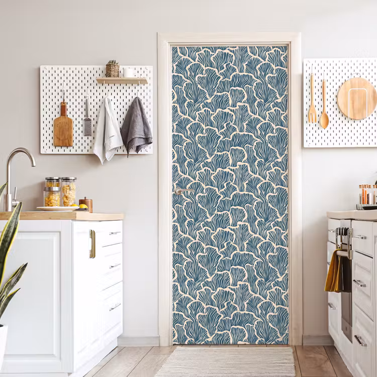 Organisch - Blauw - Crème - Schelpen deurposter klein 289 -sfeer5