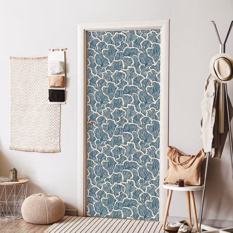Organisch - Blauw - Crème - Schelpen deurposter klein 289 -sfeer6