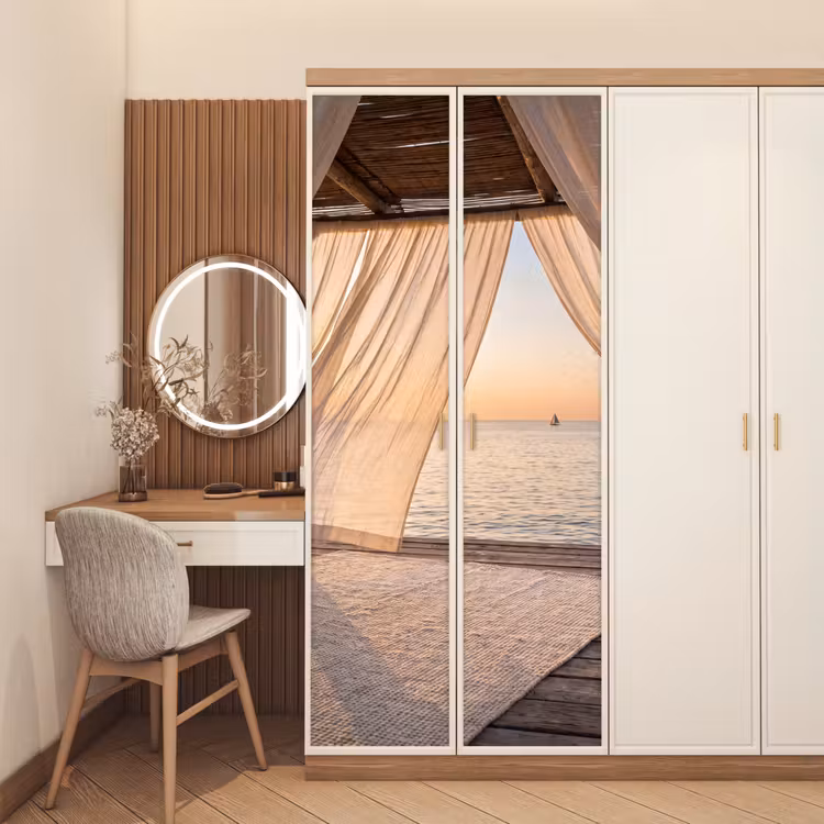 Overkapping - Zee - Zonsondergang - Vakantie - Rust deurposter klein -sfeer3