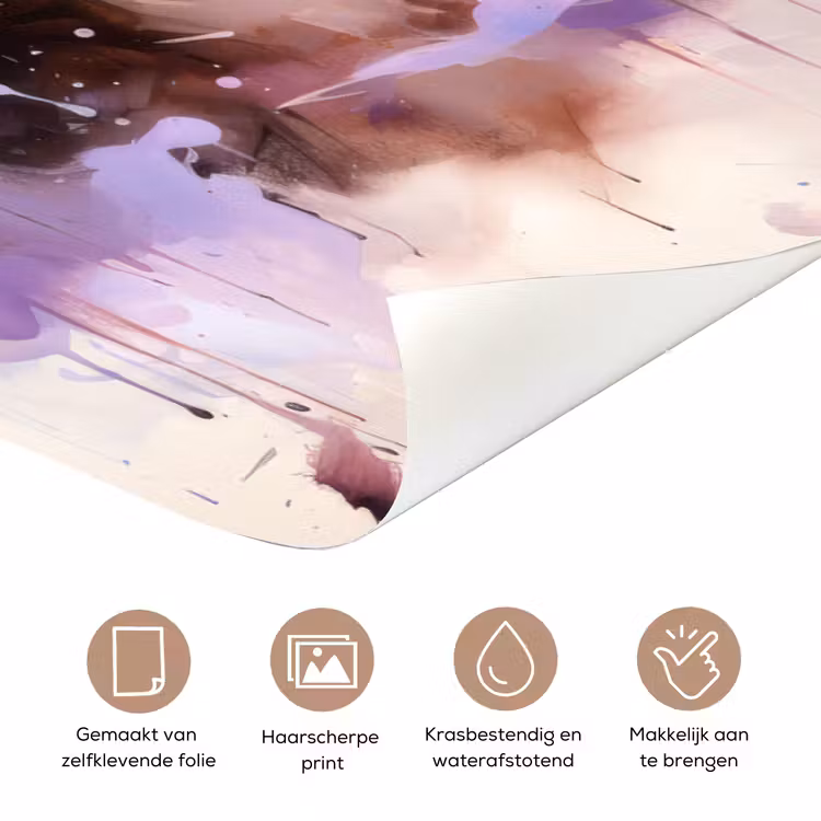 Paard - Dieren - Meisjes - Paars - Bruin deurposter klein -closeup_NL