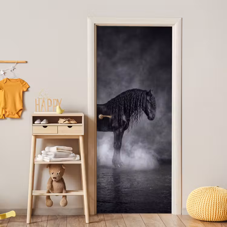 Paard - Magisch - Zwart deurposter klein -sfeer4