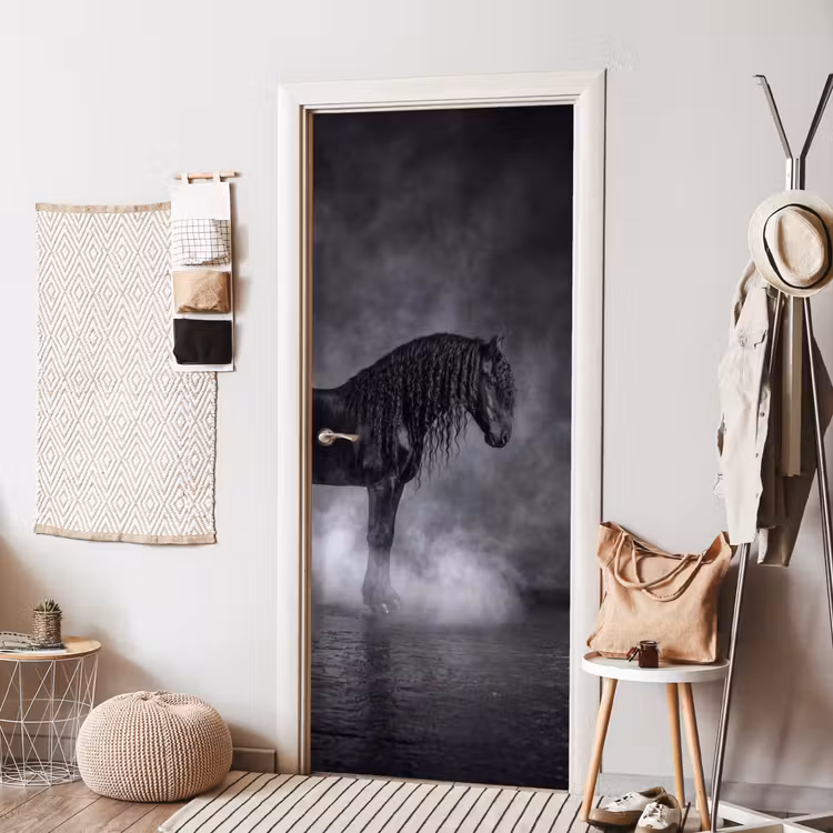 Paard - Magisch - Zwart deurposter klein -sfeer6