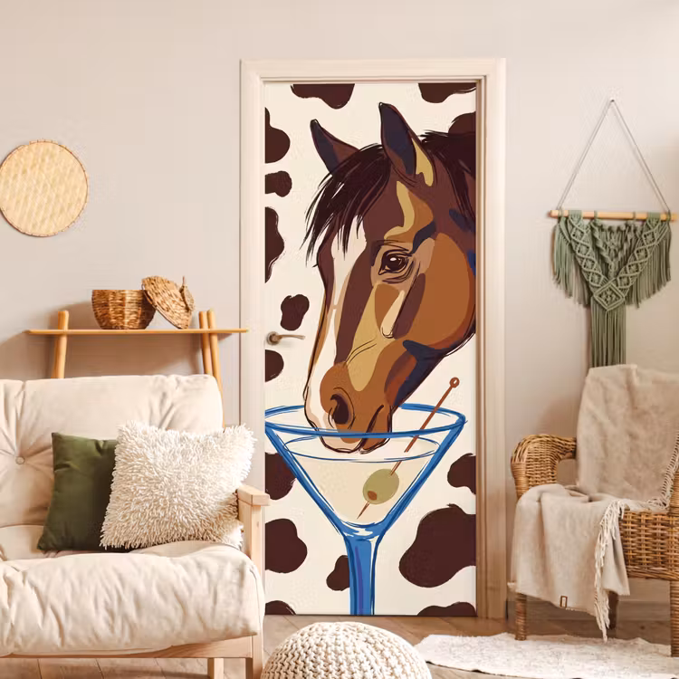 Paard - Martini - Dieren - Abstract - Bruin deurposter klein -sfeer2