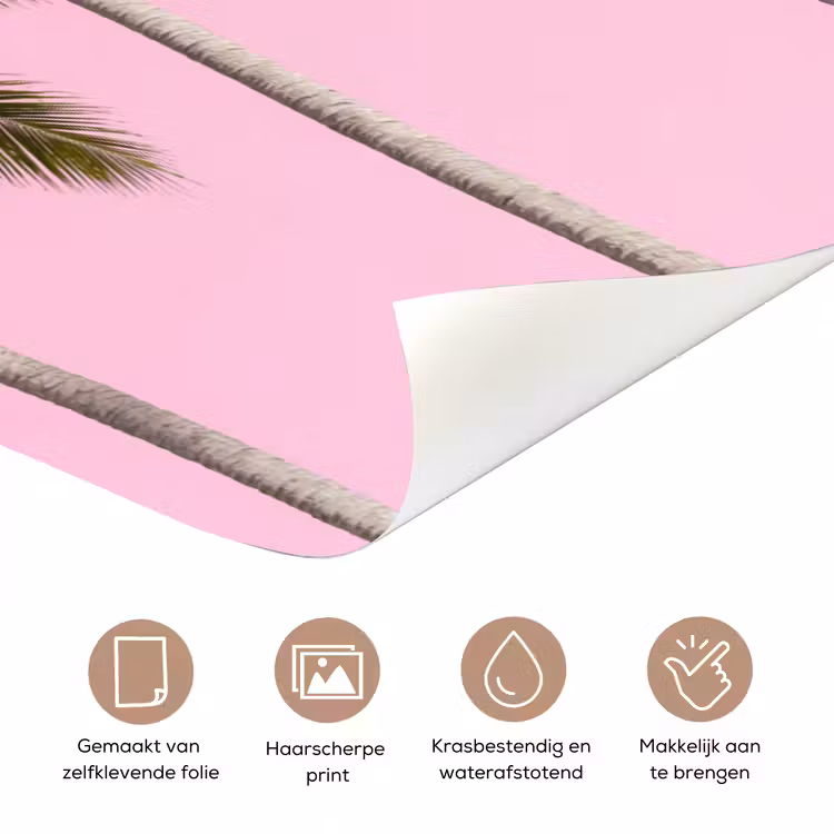 Palmboom - Tropisch - Pink deurposter klein -closeup_NL