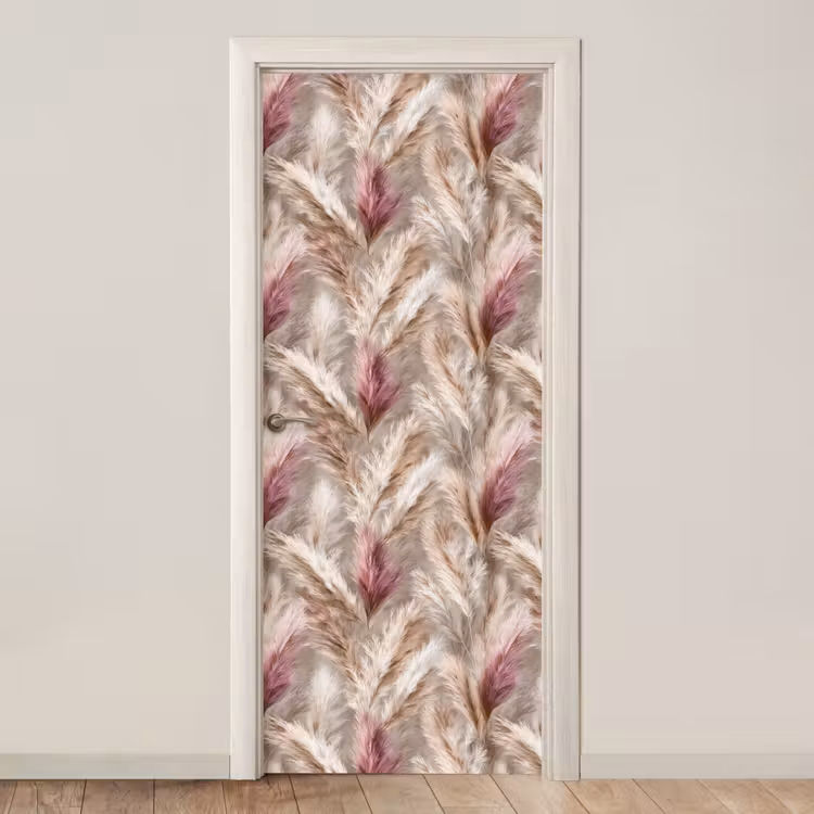 Pampasgras - Pluizig - Kleurrijk deurposter klein 289 -3d_beige