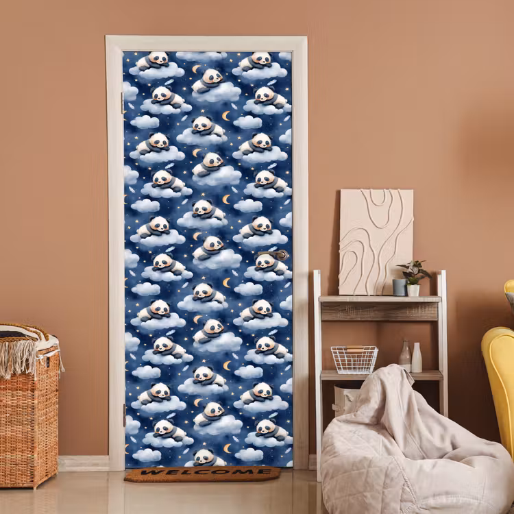 Panda's - Slapen - Blauw deurposter klein 289 -sfeer1