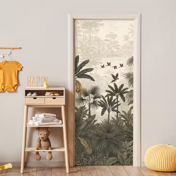 Papagaaien - Jungle - Tropisch - Green deurposter klein -sfeer4