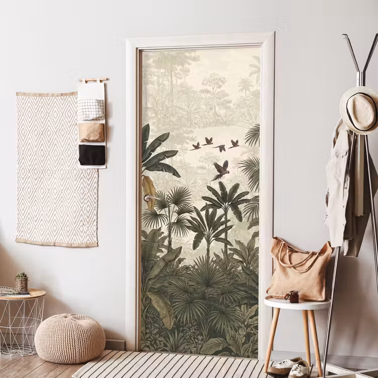 Papagaaien - Jungle - Tropisch - Green deurposter klein -sfeer6