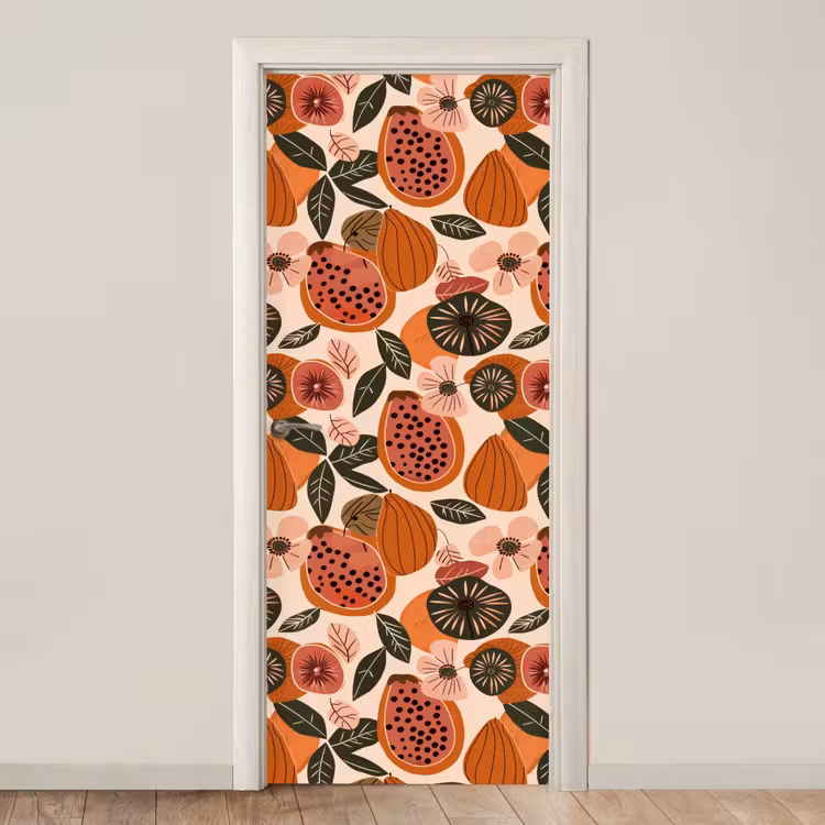 Papaja - Bloesem - Oranje deurposter klein 289 -3d_beige