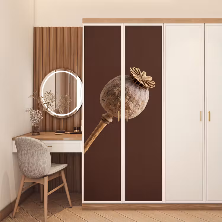 Papaverbol - Droogbloem - Bruin - Minimalistisch deurposter klein -sfeer3