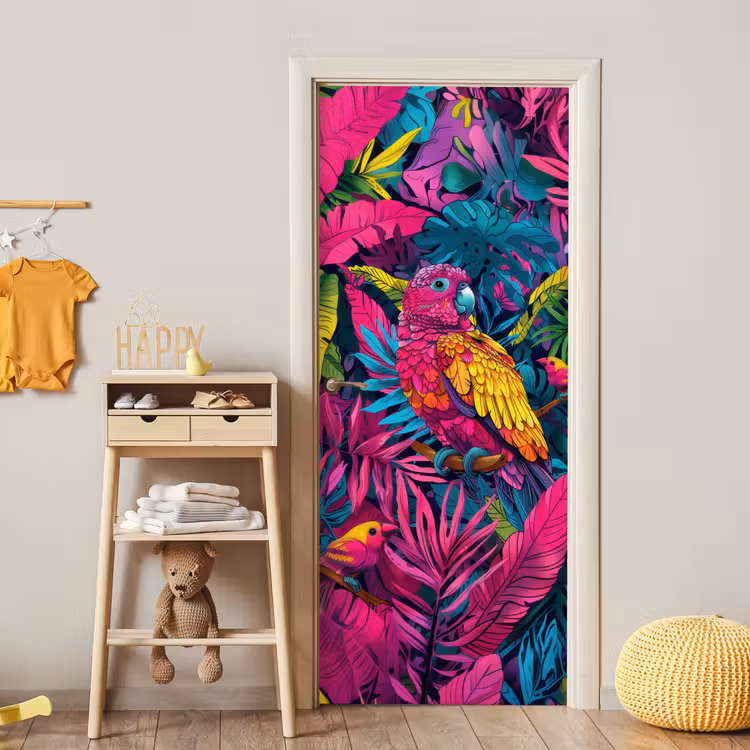 Papegaai - Tropisch - Jungle - Kleurrijk deurposter klein -sfeer4