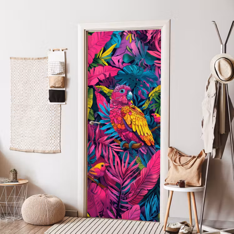 Papegaai - Tropisch - Jungle - Kleurrijk deurposter klein -sfeer6