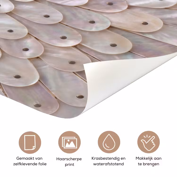 Parelmoer - Patroon - Decoratie - Ambacht - Wit deurposter klein -closeup_NL