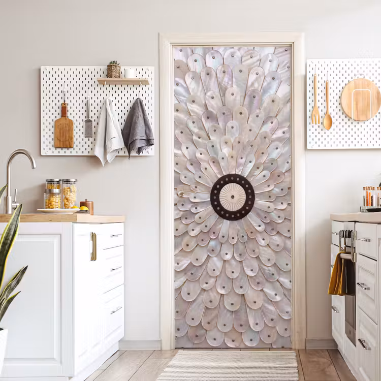 Parelmoer - Patroon - Decoratie - Ambacht - Wit deurposter klein -sfeer5