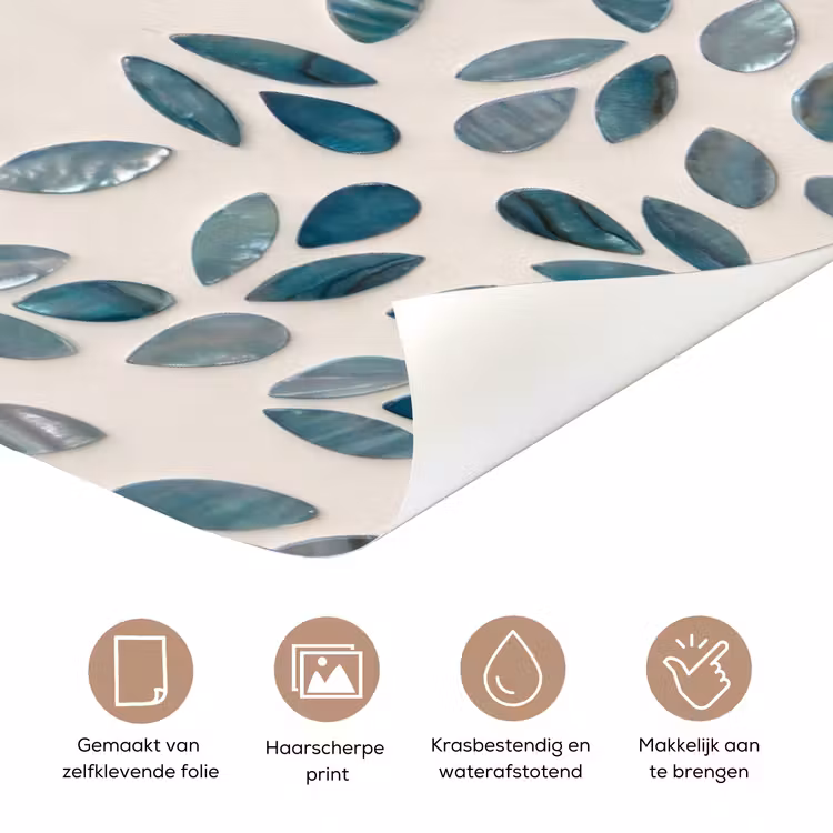 Patroon - Bladeren - Abstract - Modern - Turquoise deurposter klein -closeup_NL